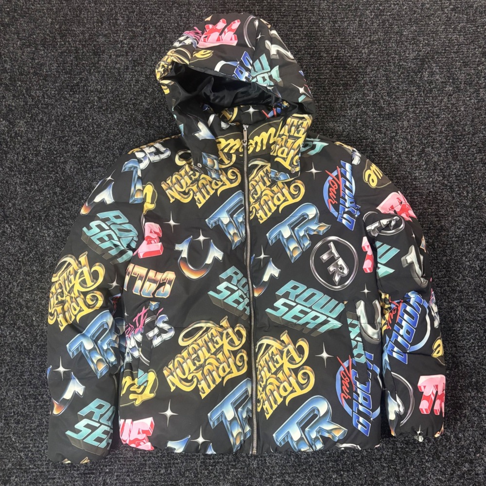 True Religion Chrome Logo Puffer Jacket Jet Black 2026 SMS Sample Unreleased M